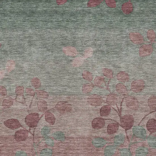 Blush And Emerald Floral Washable Indoor Outdoor Area Rug Photo 7