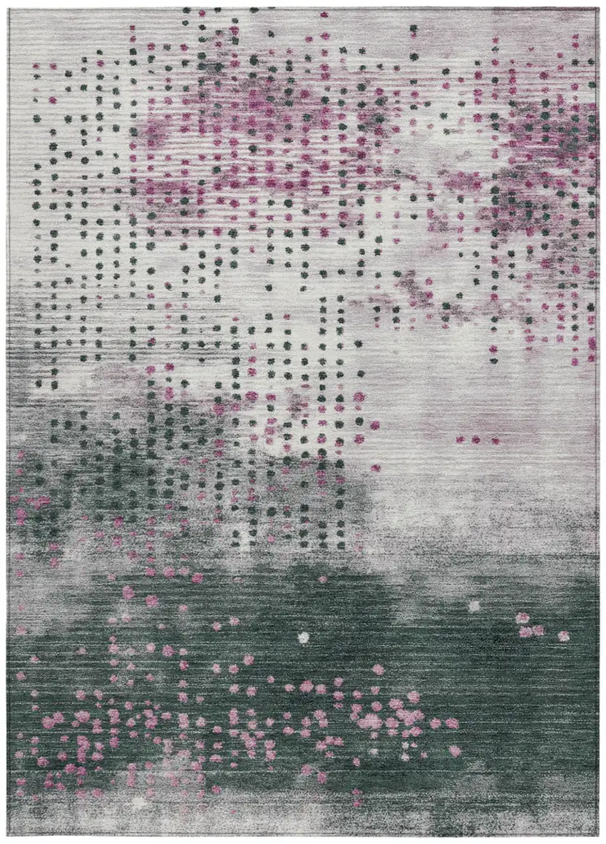 Blush And Emerald Geometric Washable Indoor Outdoor Area Rug Photo 3