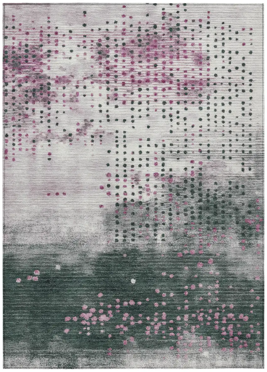 Blush And Emerald Geometric Washable Indoor Outdoor Area Rug Photo 8