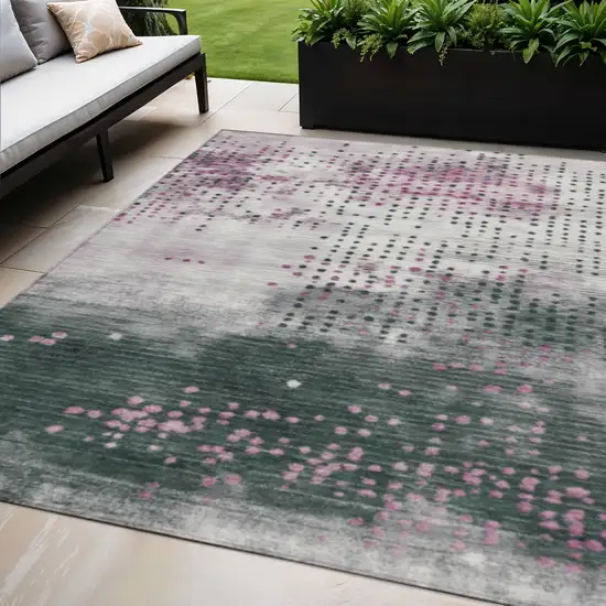 Blush And Emerald Geometric Washable Indoor Outdoor Area Rug Photo 2