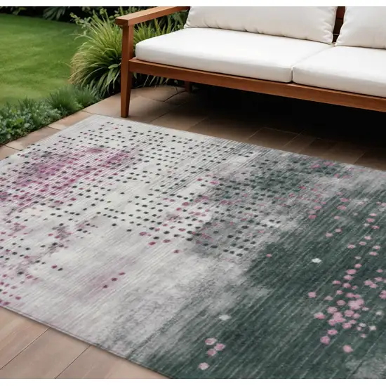 Blush And Emerald Geometric Washable Indoor Outdoor Area Rug Photo 2