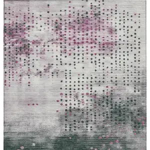 Photo of Blush And Emerald Geometric Washable Indoor Outdoor Area Rug