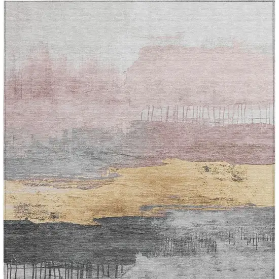 Blush And Gold Abstract Washable Indoor Outdoor Area Rug Photo 3