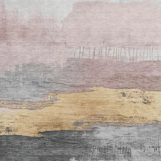 Blush And Gold Abstract Washable Indoor Outdoor Area Rug Photo 3