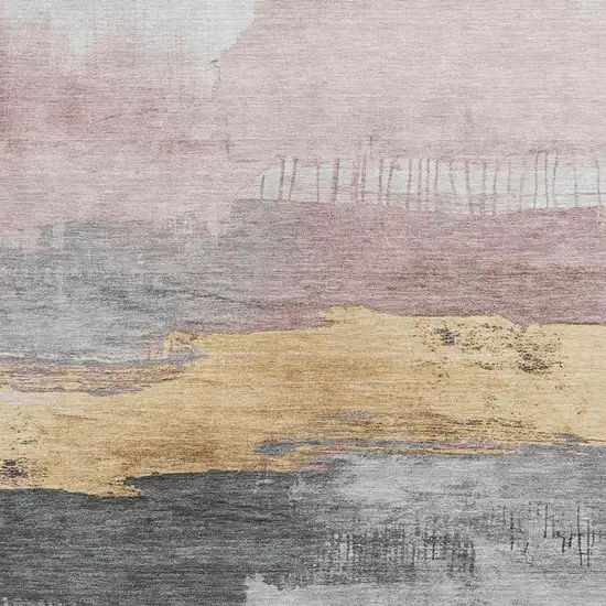 Blush And Gold Abstract Washable Indoor Outdoor Area Rug Photo 3