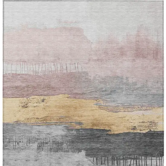 Blush And Gold Abstract Washable Indoor Outdoor Area Rug Photo 8