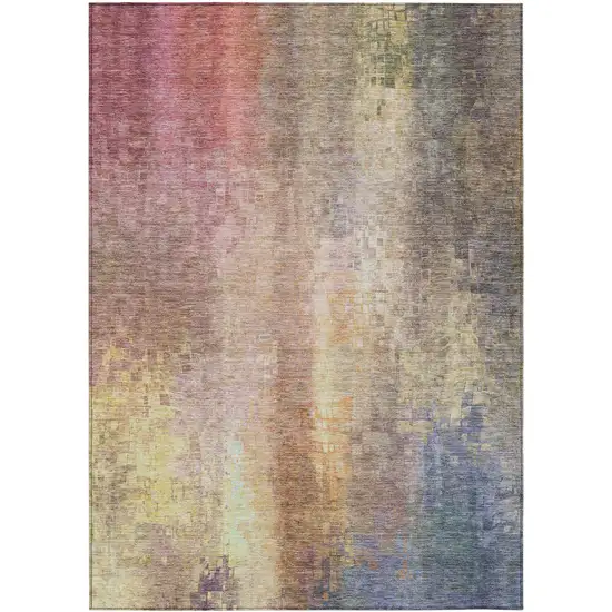 Blush And Gold Abstract Washable Indoor Outdoor Area Rug Photo 4