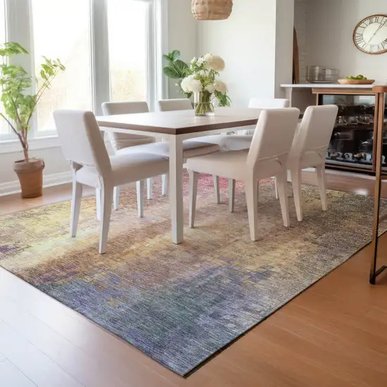 Blush And Gold Abstract Washable Indoor Outdoor Area Rug Photo 9