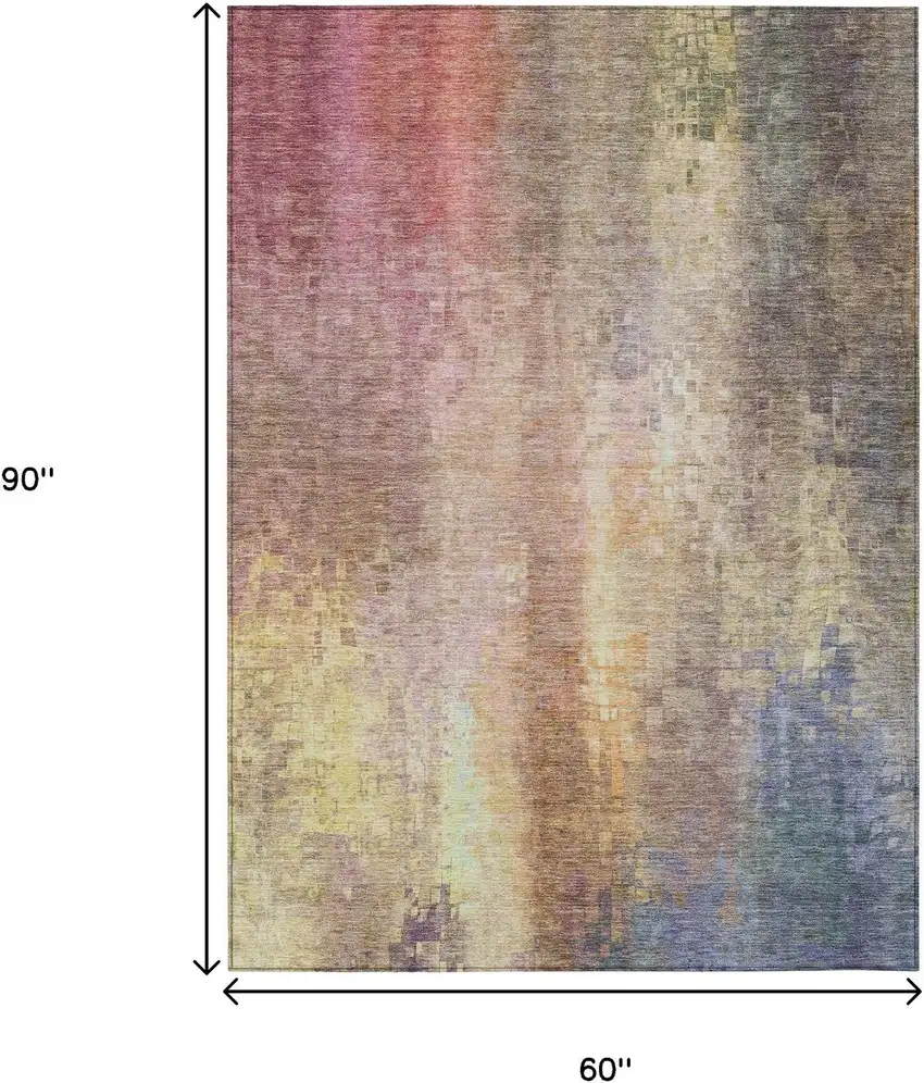 Blush And Gold Abstract Washable Indoor Outdoor Area Rug Photo 3