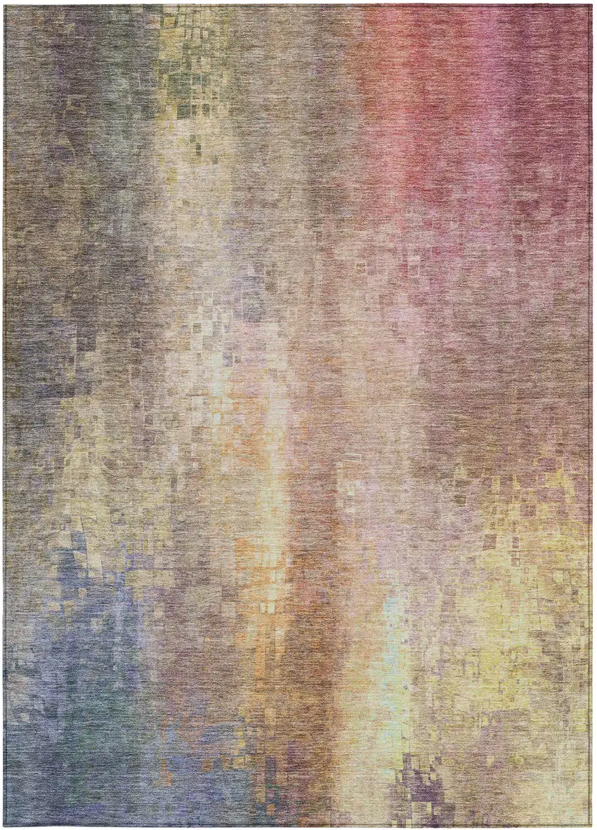 Blush And Gold Abstract Washable Indoor Outdoor Area Rug Photo 5