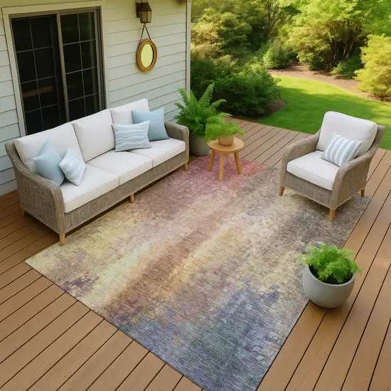 Blush And Gold Abstract Washable Indoor Outdoor Area Rug Photo 8