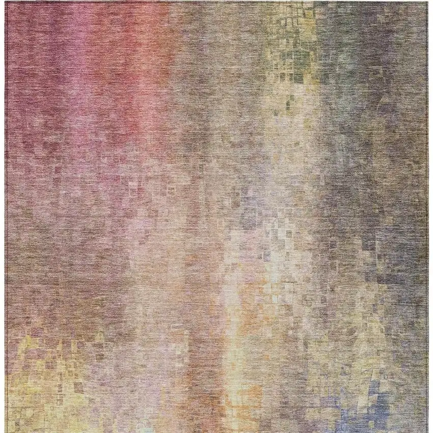 Blush And Gold Abstract Washable Indoor Outdoor Area Rug Photo 5