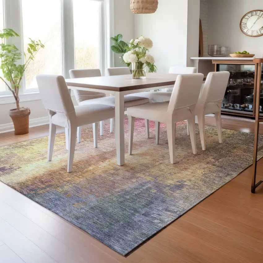 Blush And Gold Abstract Washable Indoor Outdoor Area Rug Photo 9