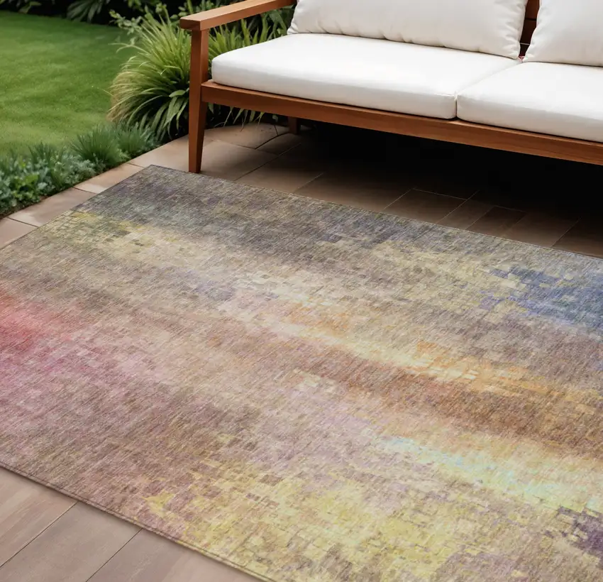 Blush And Gold Abstract Washable Indoor Outdoor Area Rug Photo 1