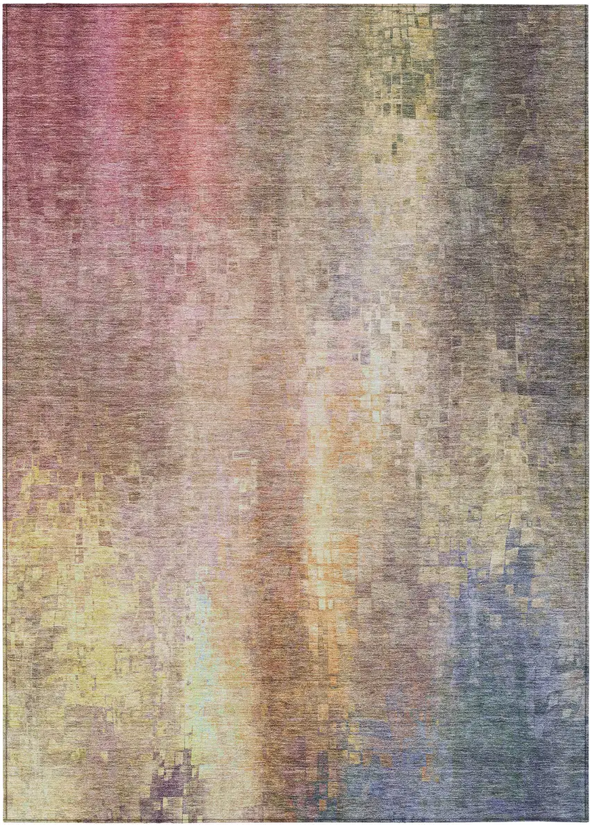 Blush And Gold Abstract Washable Indoor Outdoor Area Rug Photo 2