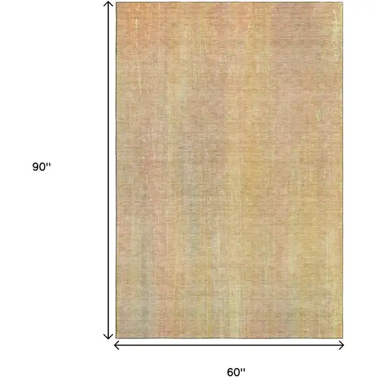 Blush And Gold Striped Washable Area Rug With UV Protection Photo 6
