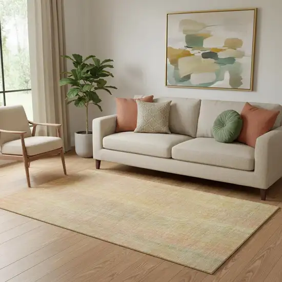 Blush And Gold Striped Washable Area Rug With UV Protection Photo 1