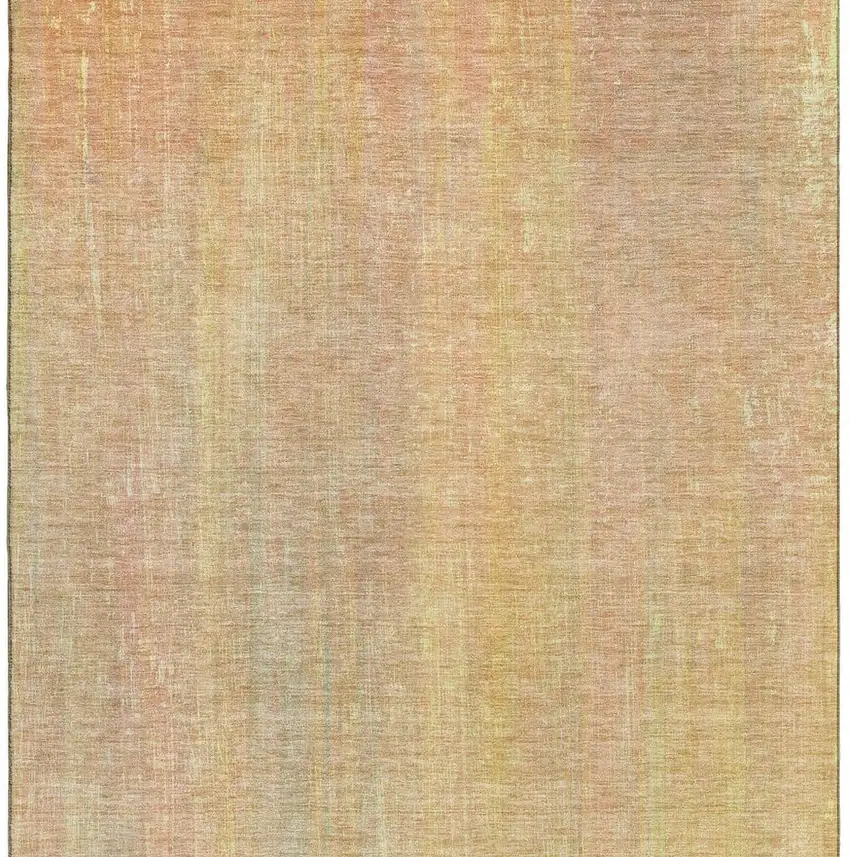 Blush And Gold Striped Washable Area Rug With UV Protection Photo 9