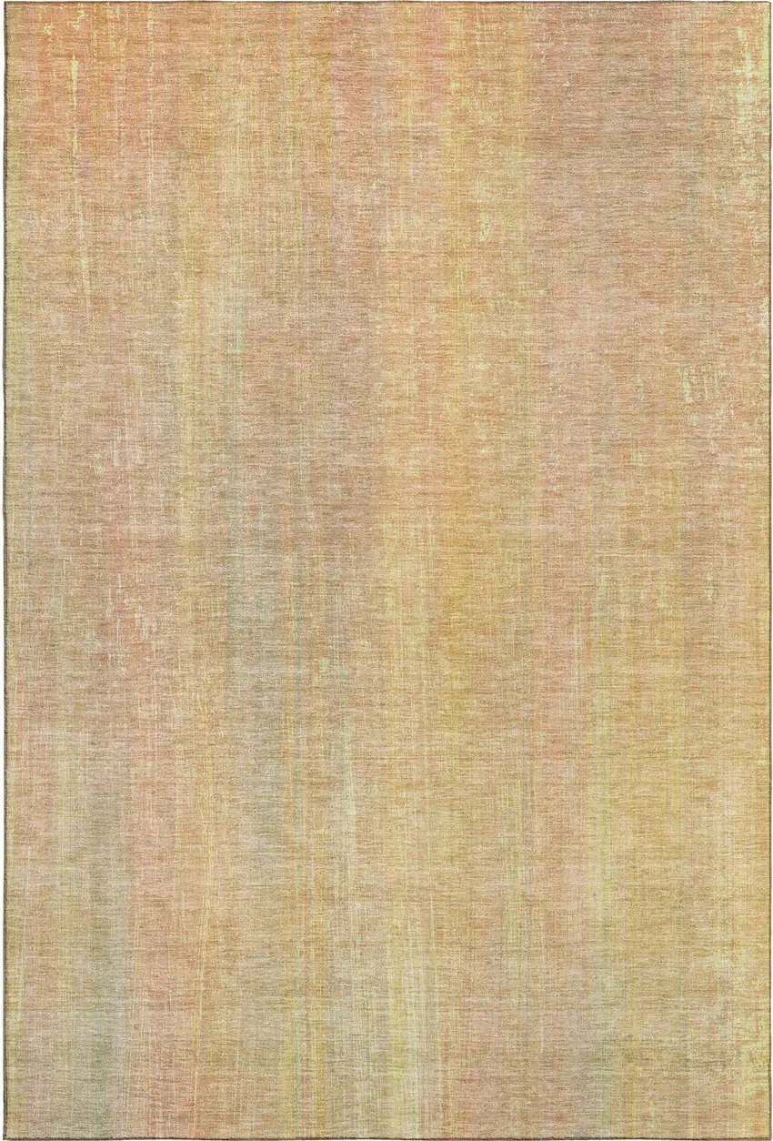 Blush And Gold Striped Washable Area Rug With UV Protection Photo 1