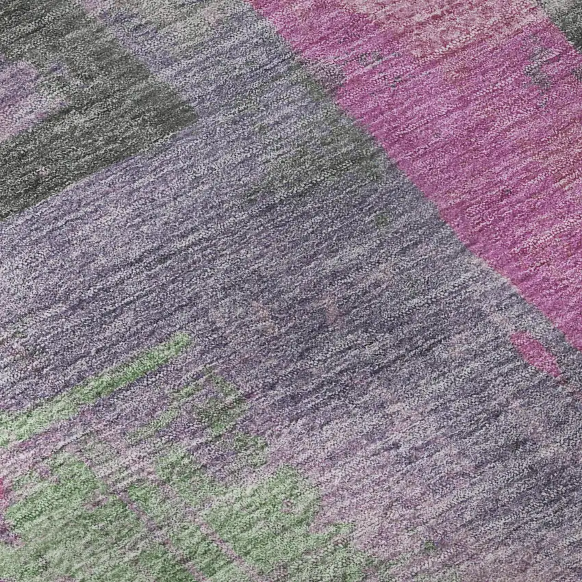 Blush And Gray Abstract Washable Area Rug With UV Protection Photo 8