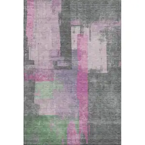 Photo of Blush And Gray Abstract Washable Area Rug With UV Protection