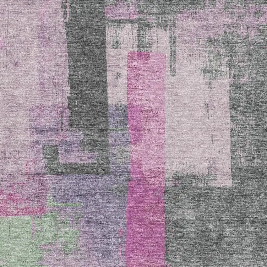 Blush And Gray Abstract Washable Area Rug With UV Protection Photo 2