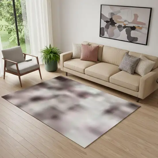 Blush And Gray Abstract Washable Area Rug With UV Protection Photo 1