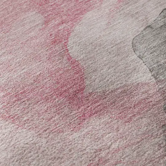 Blush And Gray Abstract Washable Area Rug With UV Protection Photo 1