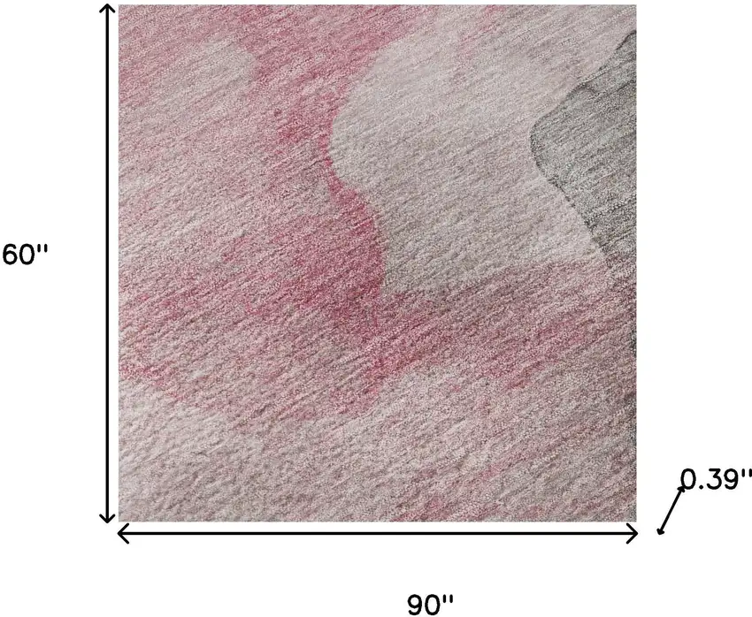 Blush And Gray Abstract Washable Area Rug With UV Protection Photo 7