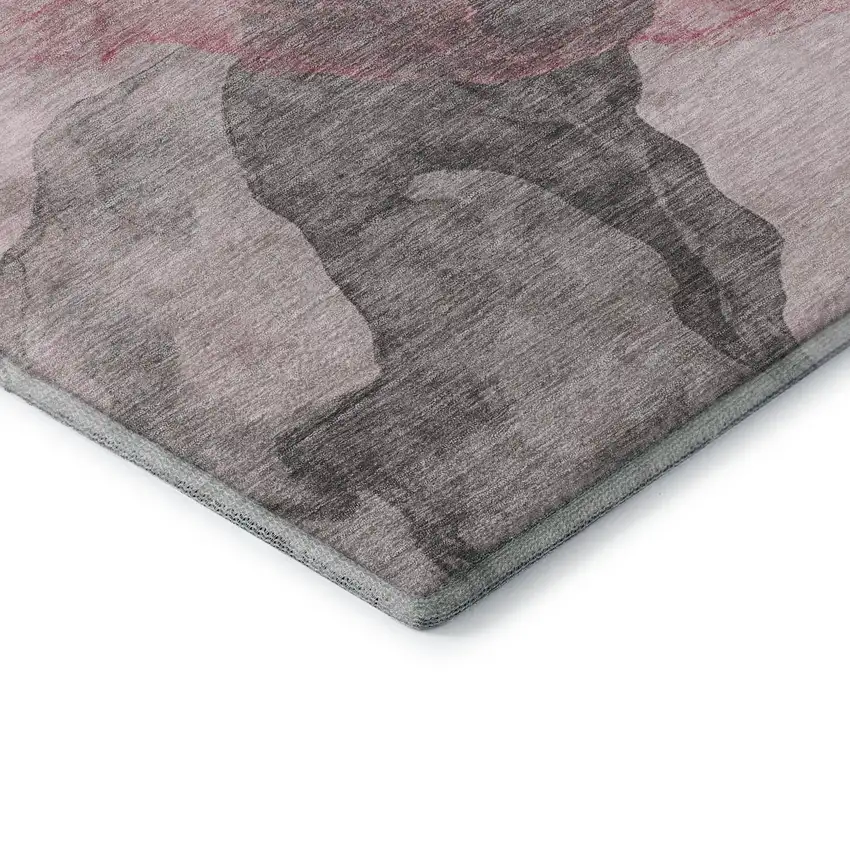 Blush And Gray Abstract Washable Area Rug With UV Protection Photo 6