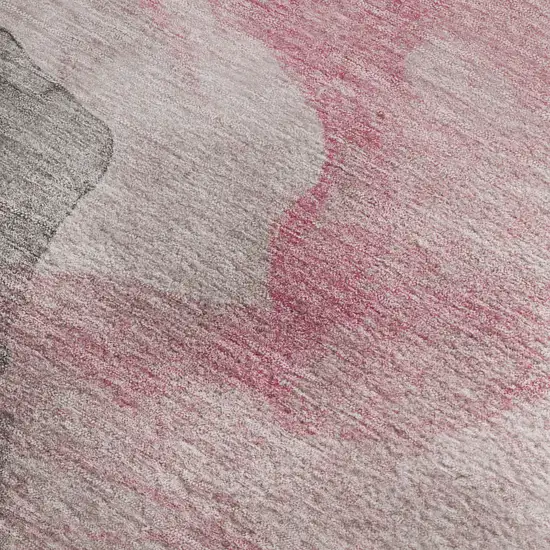 Blush And Gray Abstract Washable Area Rug With UV Protection Photo 3