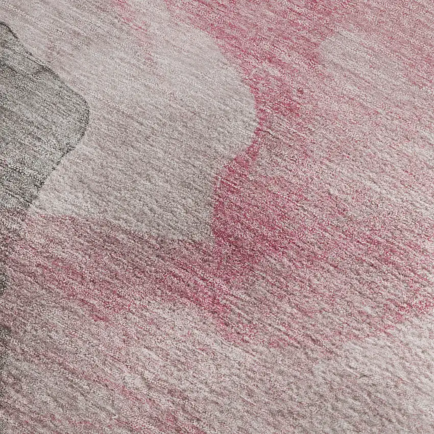 Blush And Gray Abstract Washable Area Rug With UV Protection Photo 3