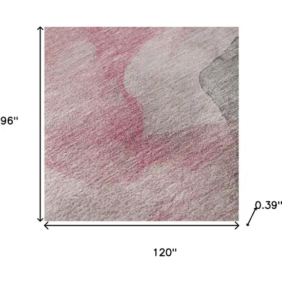 Blush And Gray Abstract Washable Area Rug With UV Protection Photo 8