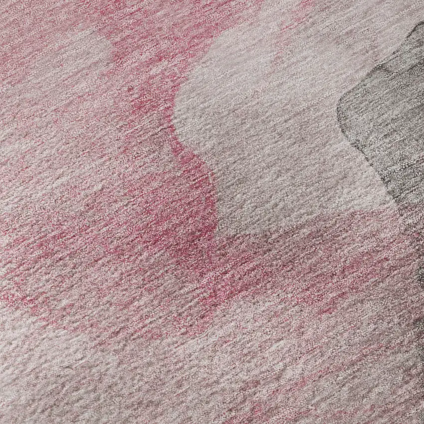 Blush And Gray Abstract Washable Area Rug With UV Protection Photo 1