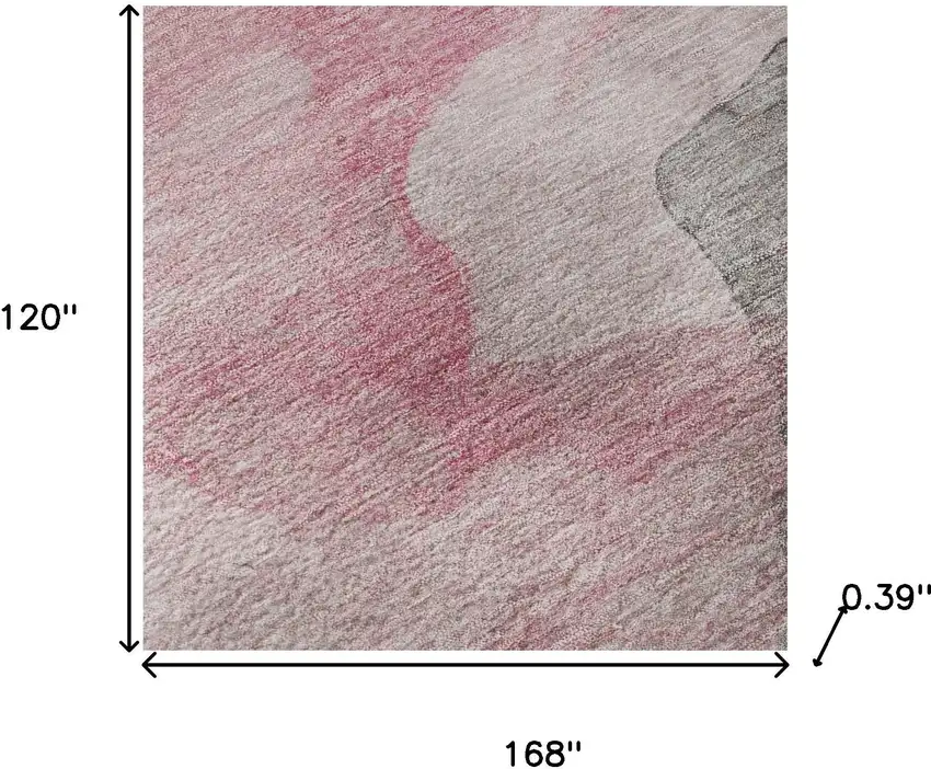 Blush And Gray Abstract Washable Area Rug With UV Protection Photo 7