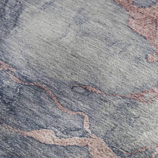 Blush And Gray Abstract Washable Area Rug With UV Protection Photo 3