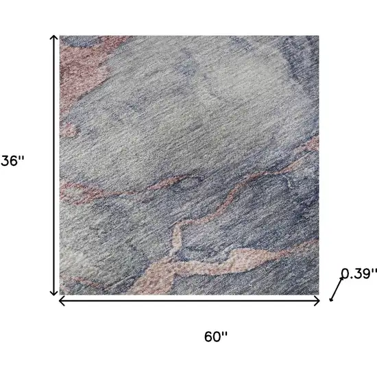 Blush And Gray Abstract Washable Area Rug With UV Protection Photo 8