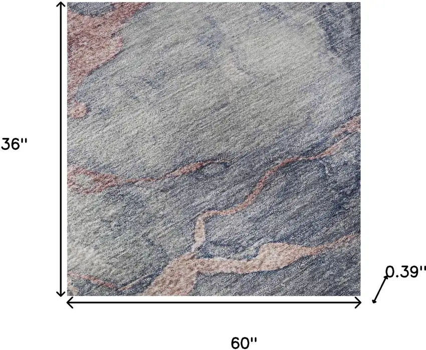 Blush And Gray Abstract Washable Area Rug With UV Protection Photo 8