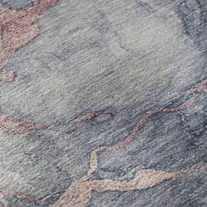 Photo of Blush And Gray Abstract Washable Area Rug With UV Protection