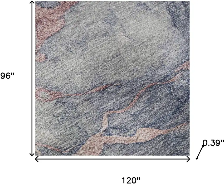 Blush And Gray Abstract Washable Area Rug With UV Protection Photo 7
