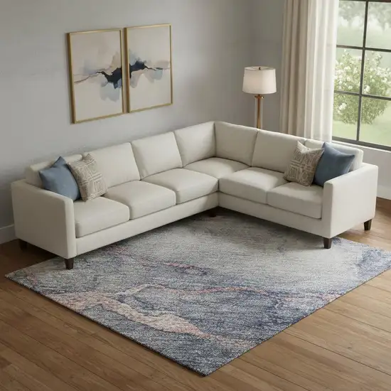 Blush And Gray Abstract Washable Area Rug With UV Protection Photo 2