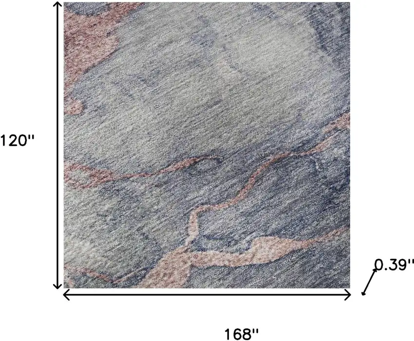 Blush And Gray Abstract Washable Area Rug With UV Protection Photo 8