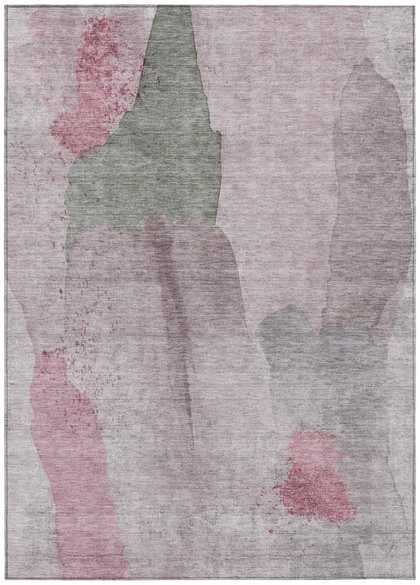 Blush And Gray Abstract Washable Indoor Outdoor Area Rug Photo 7