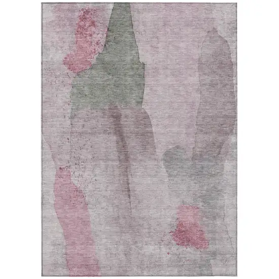 Blush And Gray Abstract Washable Indoor Outdoor Area Rug Photo 8