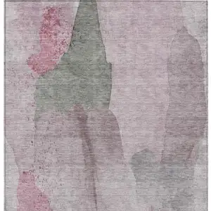 Photo of Blush And Gray Abstract Washable Indoor Outdoor Area Rug