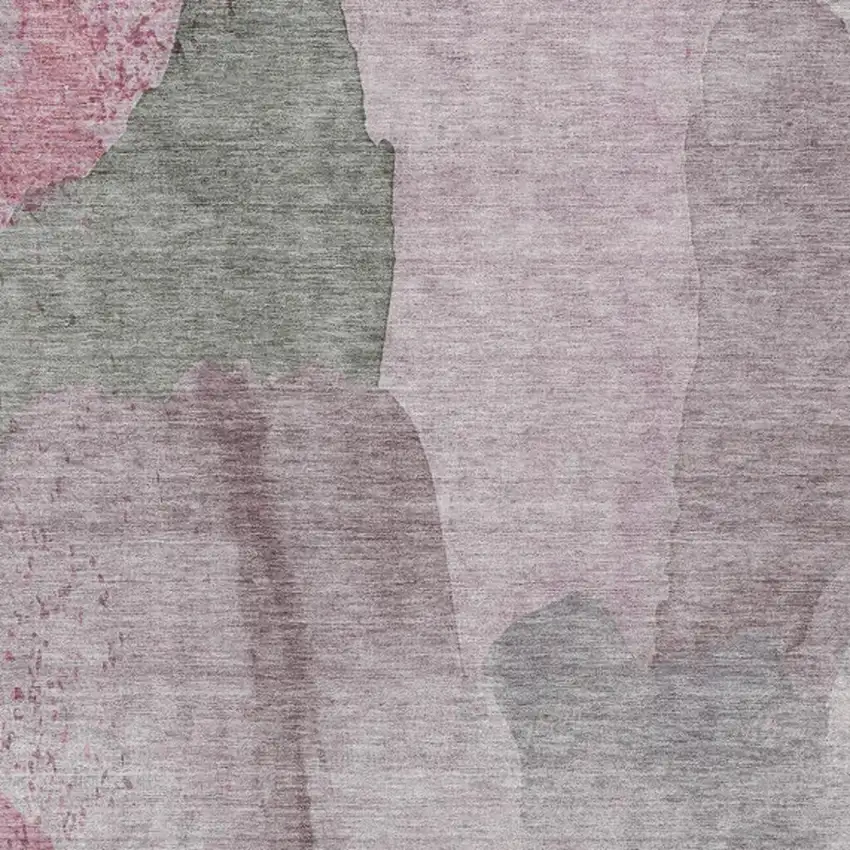 Blush And Gray Abstract Washable Indoor Outdoor Area Rug Photo 1