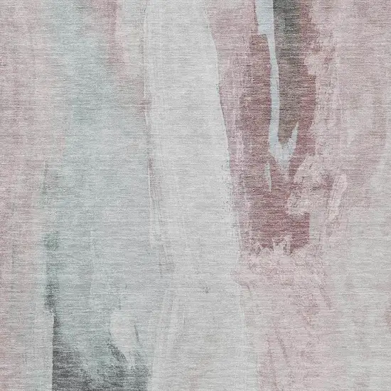 Blush And Gray Abstract Washable Indoor Outdoor Area Rug Photo 3