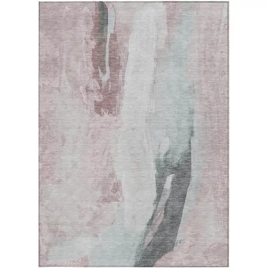 Blush And Gray Abstract Washable Indoor Outdoor Area Rug Photo 9