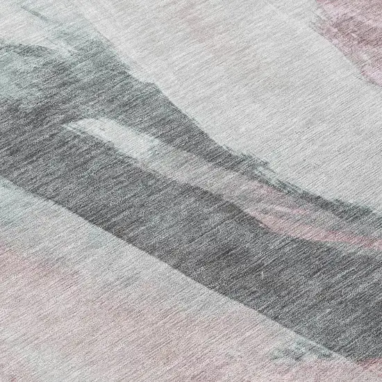 Blush And Gray Abstract Washable Indoor Outdoor Area Rug Photo 9