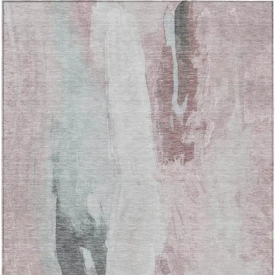 Blush And Gray Abstract Washable Indoor Outdoor Area Rug Photo 7